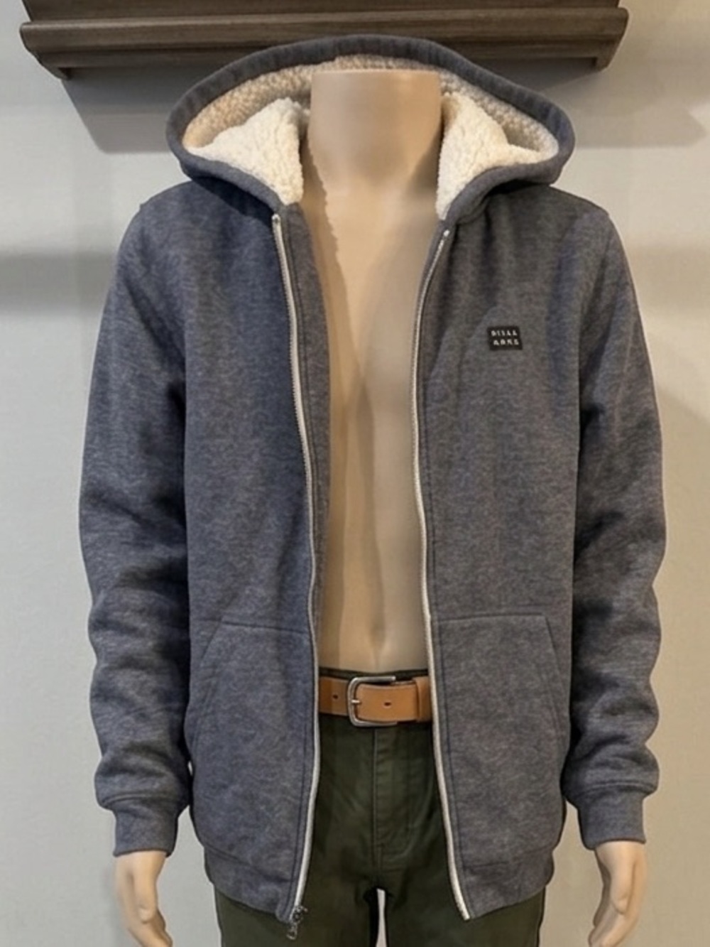 Billabong Sherpa-Lined Zip Hoodie in Heather Gray size XL unisex